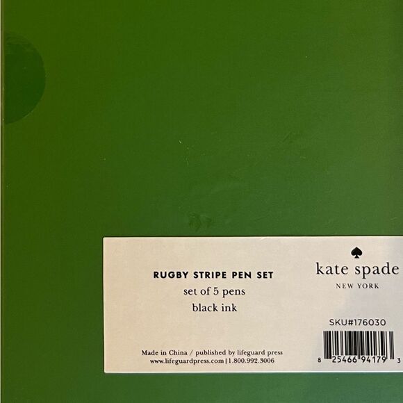 Kate Spade New York Black Ink Plastic Click Pens, Rugby Stripe (Set of 5) - Picture 9 of 10